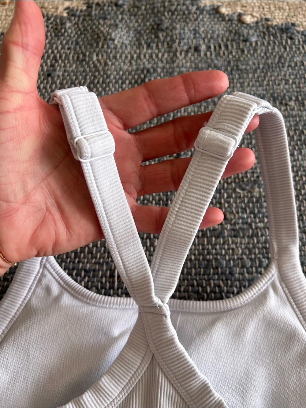 Alo Yoga Seamless Ribbed Favorite Bra Tank White - Picture 7 of 12